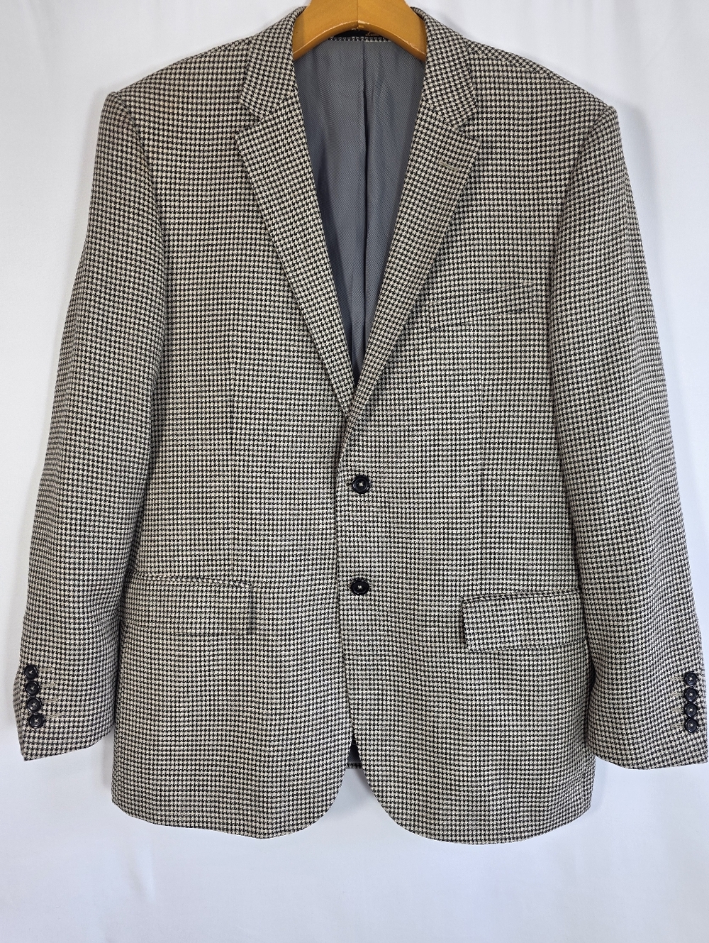 Tiglio Luxe Silk Wool Blazer 42R Houndstooth Sport Coat Mens